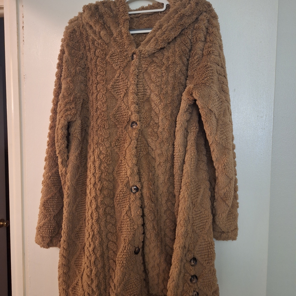 Cozy Brown Hooded Cardigan